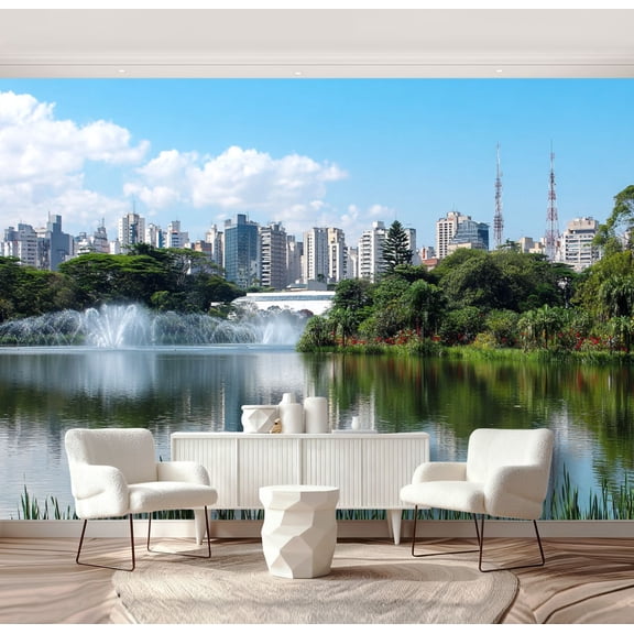 Wall Mural Peel and Stick sao paulo city from ibirapuera park brazil sao paulos pictures Self-Adhesive Wallpaper Removable Wall Decal Wall Sticker Home Decor for Living Room Bedroom 69"x96"