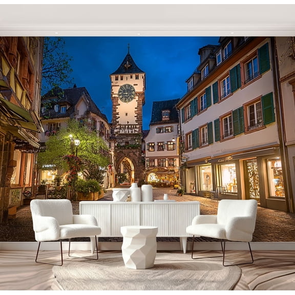 Wall Mural Peel and Stick schwabentor historical city gate freiburg germany old town Self-Adhesive Wallpaper Removable Wall Decal Wall Sticker Home Decor for Living Room Bedroom 69"x96"