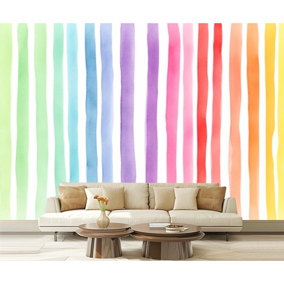 Wall Mural Peel and Stick splattered rainbow hand drawn watercolor ink Seamless painted Self-Adhesive Wallpaper Removable Wall Decal Wall Sticker Home Decor for Living Room Bedroom 100"x144"