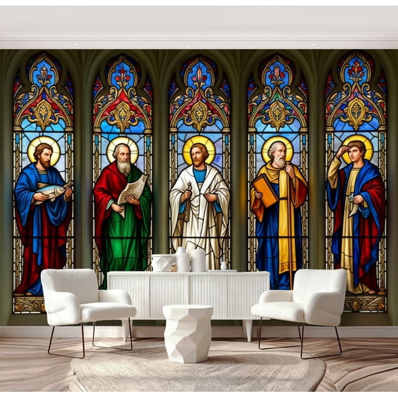 Wall Mural Peel and Stick st thomas st edmunds church east chancel window lower lights Self-Adhesive Wallpaper Removable Wall Decal Wall Sticker Home Decor for Living Room Bedroom 69"x96"