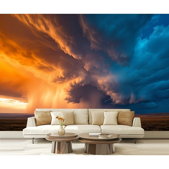 Wall Mural Peel and Stick thunderstorm dramatic clouds Self-Adhesive Wallpaper Removable Wall Decal Wall Sticker Home Decor for Living Room Bedroom 100"x144"