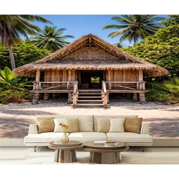 Wall Mural Peel and Stick traditional philippine house bamboo s pictures Self-Adhesive Wallpaper Removable Wall Decal Wall Sticker Home Decor for Living Room Bedroom 100"x144"
