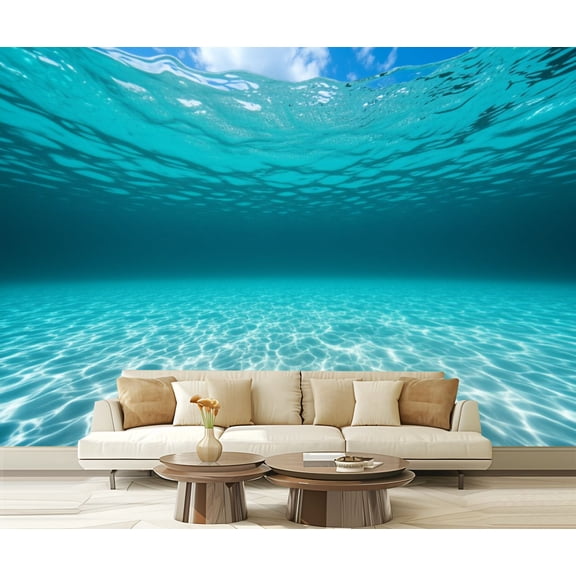 Wall Mural Peel and Stick underwater shot sea sandy bottom underwater Self-Adhesive Wallpaper Removable Wall Decal Wall Sticker Home Decor for Living Room Bedroom 100"x144"