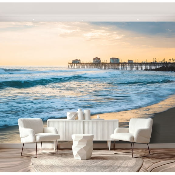 Wall Mural Peel and Stick Gorgeous Beach Sunset Self-Adhesive Wallpaper Removable Wall Decal Wall Sticker Home Decor for Living Room Bedroom 69"x96"