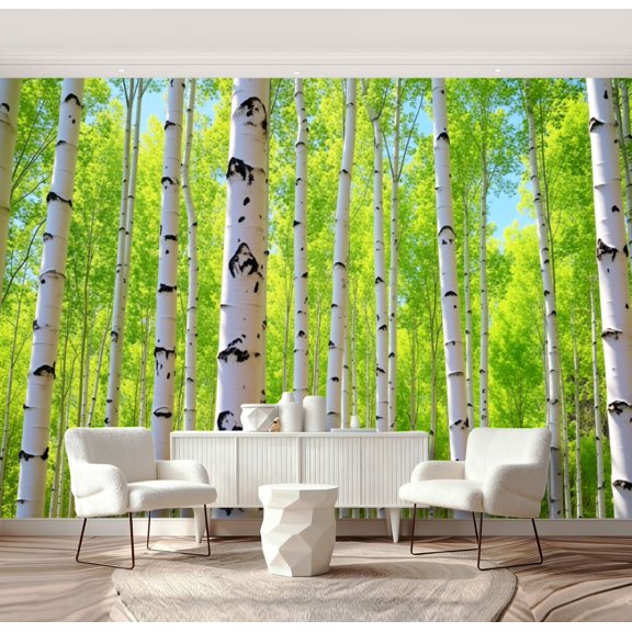 Wall Mural Peel and Stick Grove Aspen Trees Self-Adhesive Wallpaper Removable Wall Decal Wall Sticker Home Decor for Living Room Bedroom 69"x96"