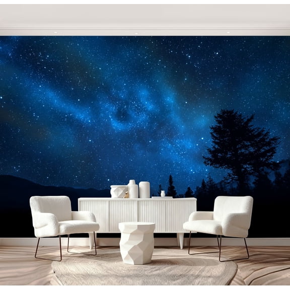 Wall Mural Peel and Stick Night sky landscape Self-Adhesive Wallpaper Removable Wall Decal Wall Sticker Home Decor for Living Room Bedroom 69"x96"