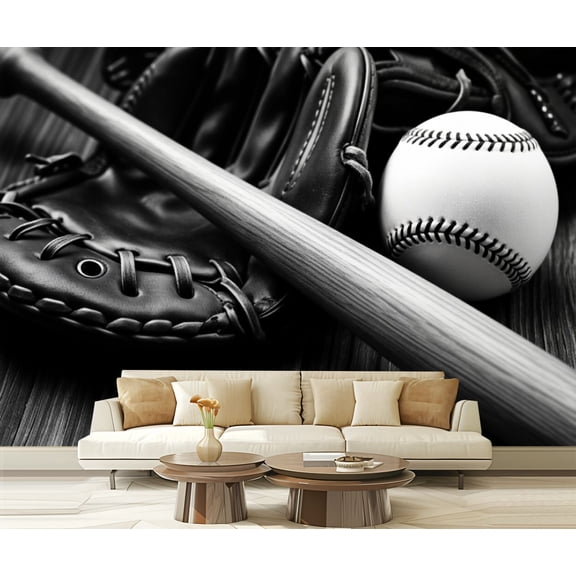 Wall Mural Peel and Stick Old Baseball Bat Self-Adhesive Wallpaper Removable Wall Decal Wall Sticker Home Decor for Living Room Bedroom 100"x144"