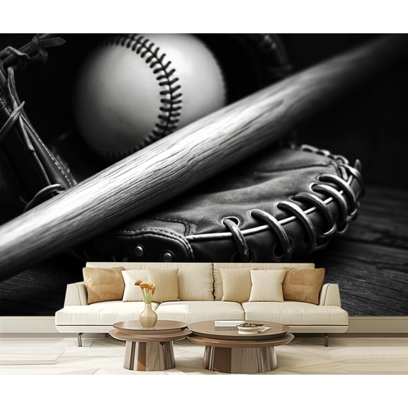 Wall Mural Peel and Stick Old Baseball Bat Self-Adhesive Wallpaper Removable Wall Decal Wall Sticker Home Decor for Living Room Bedroom 100"x144"