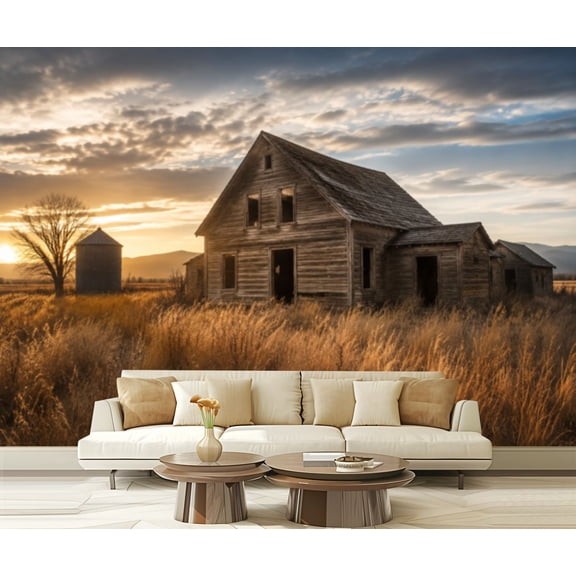 Wall Mural Peel and Stick Old Idaho Farm House Self-Adhesive Wallpaper Removable Wall Decal Wall Sticker Home Decor for Living Room Bedroom 100"x144"