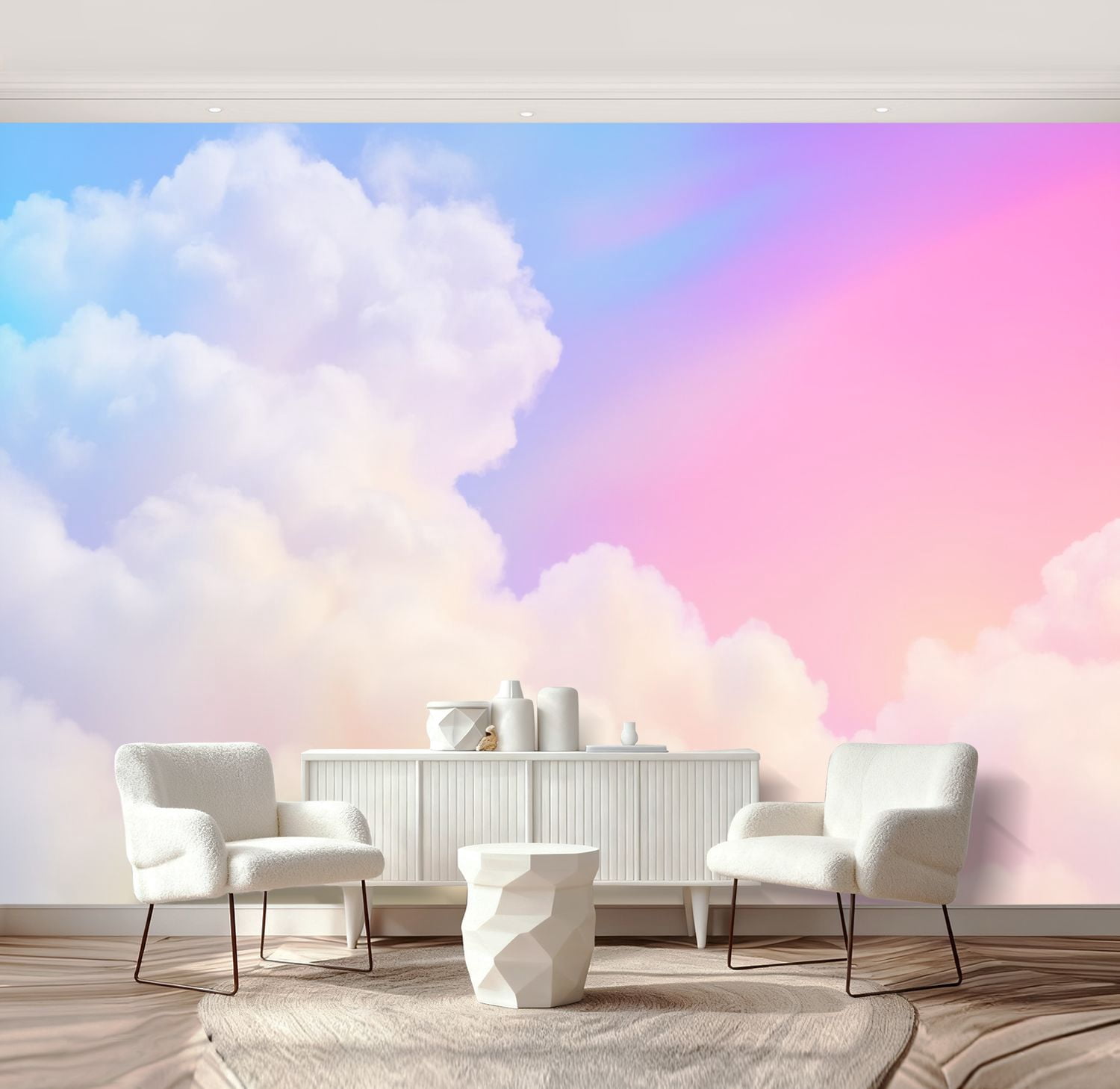 Wall Mural Peel and Stick Pastel cloudy sky Self-Adhesive Wallpaper Removable Wall Decal Wall Sticker Home Decor for Living Room Bedroom 69"x96"