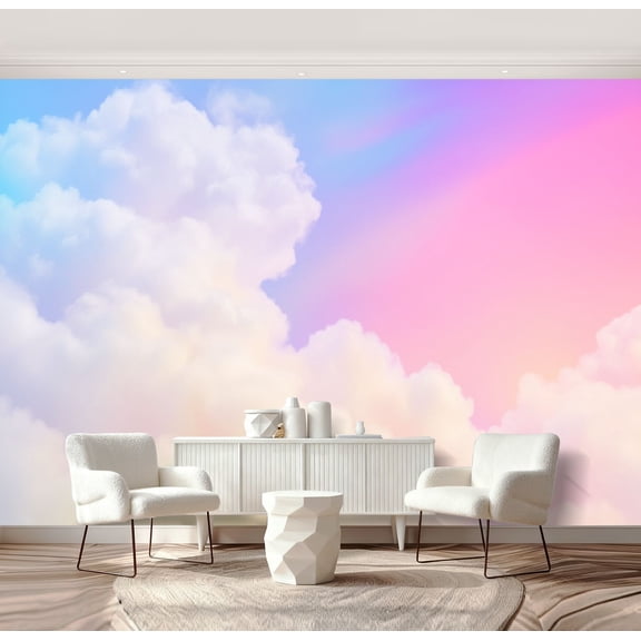 Wall Mural Peel and Stick Pastel cloudy sky Self-Adhesive Wallpaper Removable Wall Decal Wall Sticker Home Decor for Living Room Bedroom 69"x96"