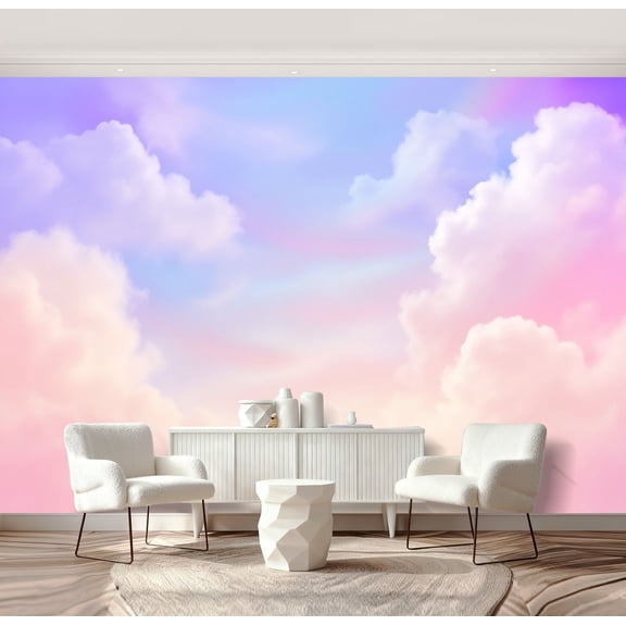 Wall Mural Peel and Stick Pastel cloudy sky Self-Adhesive Wallpaper Removable Wall Decal Wall Sticker Home Decor for Living Room Bedroom 69"x96"