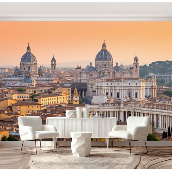 Wall Mural Peel and Stick Rome Skyline Italy Self-Adhesive Wallpaper Removable Wall Decal Wall Sticker Home Decor for Living Room Bedroom 69"x96"