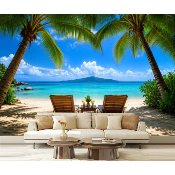 Wall Mural Peel and Stick Saona island beach Self-Adhesive Wallpaper Removable Wall Decal Wall Sticker Home Decor for Living Room Bedroom 100"x144"