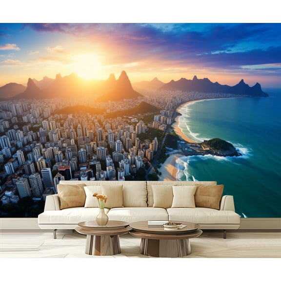 Wall Mural Peel and Stick beaches De Janeiro Self-Adhesive Wallpaper Removable Wall Decal Wall Sticker Home Decor for Living Room Bedroom 100"x144"