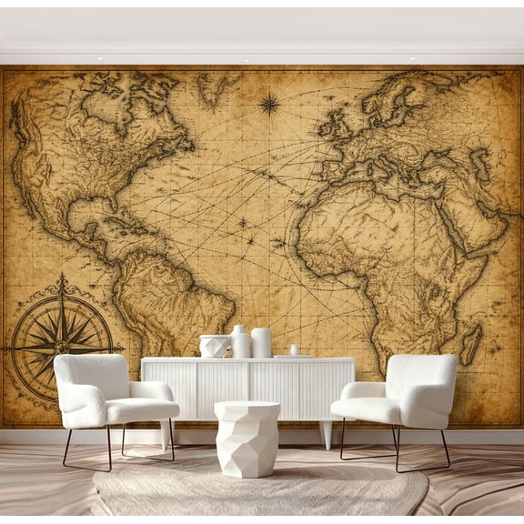 Wall Mural Peel and Stick old map world Self-Adhesive Wallpaper Removable Wall Decal Wall Sticker Home Decor for Living Room Bedroom 69"x96"