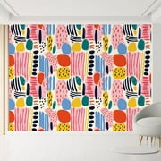 Wall Mural Playful Colorful Shapes and Patterns Modern Removable Self-Adhesive Wallpaper Wall Decoration for Bedroom Living Room - 120"x144"