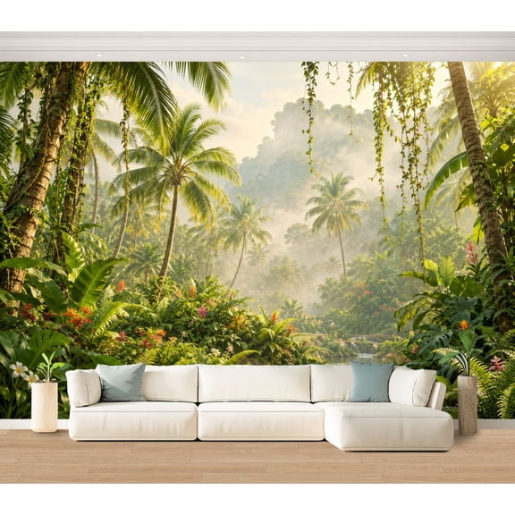 Wall Mural Tropical Palm Trees Large Peel and Stick Wallpaper Against ...