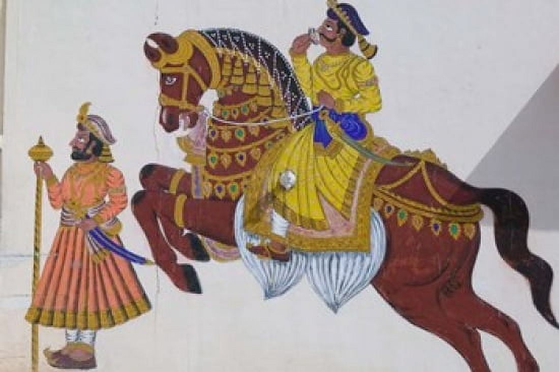 Wall Mural of horse and rider in the City Palace Rajasthan India Canvas Art - Walter Bibikow DanitaDelimont (26 x 18)