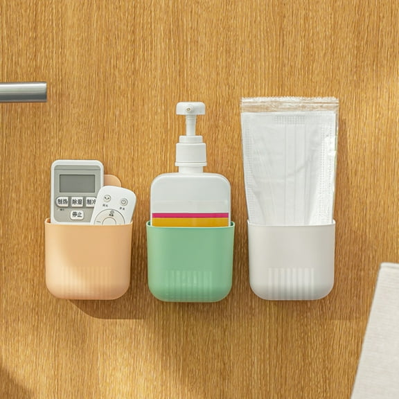 Wall Organizer Magnetic Box Jar, Punch Free Bathroom Vanity Storage Canister Holder for Cotton Swabs,Makeup Pads,Sponges,Toothbrush,Kitchen Office Bathroom Supplies