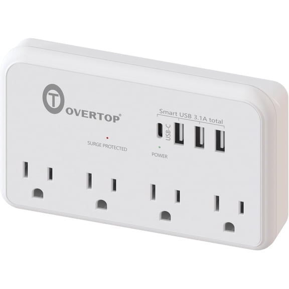 Wall Outlet Extender, 1800Joules Electrical Sur Protector, 4 AC Outlet Splitter with 4 USB Ports(1 USB C), Small Multi Plug Wall Charr for Home Office Travel Dorm