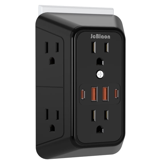 USB Wall Charger, Surge Protector, 6 Outlet Extender with 4 USB Charging Ports Essential Electrical Socket Splitter,