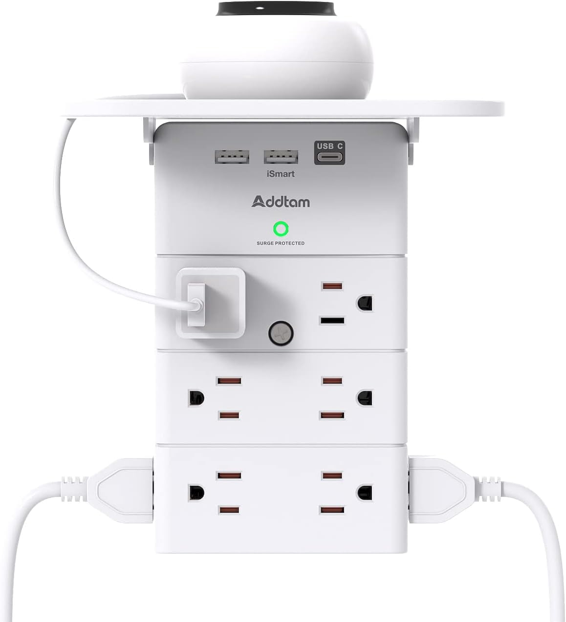 Wall Outlet Extender with Shelf, Multi Plug Outlet Surge Protector with