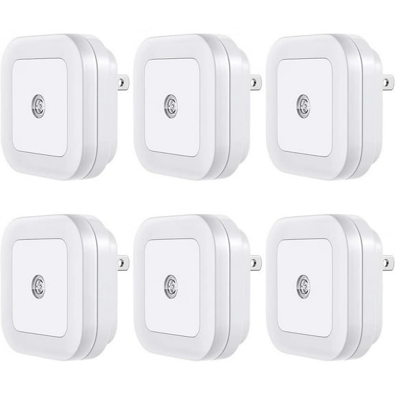 Wall Outlet LED Night Light Cool White Plug-in (6 Pack)