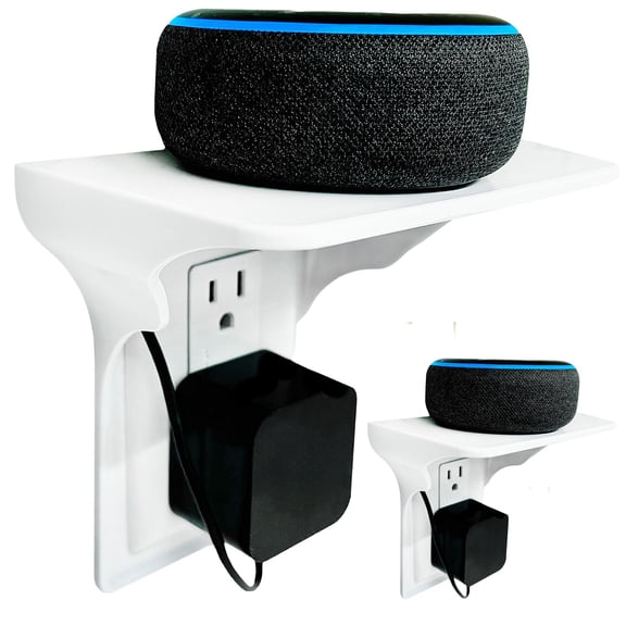 Wall Outlet Shelf White Single Outlet 2 Pack Charging Station Use Case