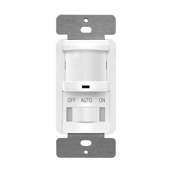 in Wall PIR Motion Sensor Light Switch, Single Pole Occupancy Sensor Switch, Motion Sensor Switch, Need Neutral Wire, On/Off Override, 4A, 500W, TSOS5-W, 1Pack, White