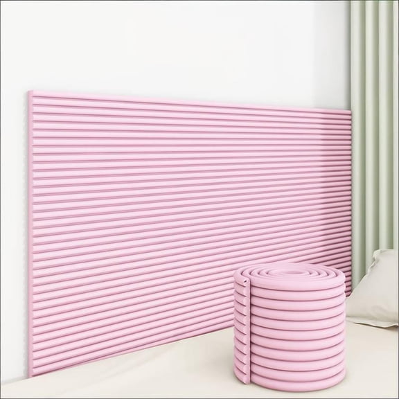 Wall Padding Foam Panels Beige, Soft Headboard Cushion Pads for Bedroom, Soundproof Wall Tiles, Self-Adhesive Tatami Wall Protector Stickers for Room, 78.7x7.9", Pink