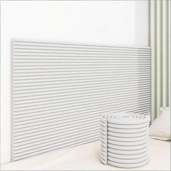 Wall Padding Roll, Wall Padding for Student, Foam Bumper, Peel and Stick Foam, White Ribbed Soft Wall Panel Measuring 79 X 8 in for Full Length Impact Protection on Flat Wall