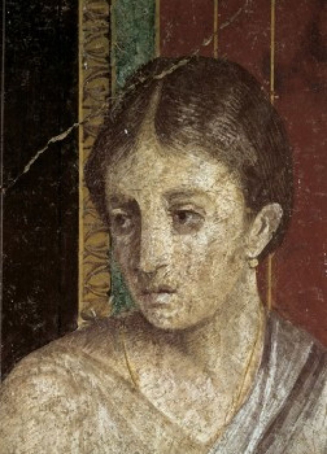 Wall Painting  (Detail)  c 60-50 BC  Artist Unknown Fresco  Roman Villa of the Mysteries Pompeii Canvas Art -  (24 x 36)