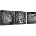 thumbnail image 1 of Wall Paintings Wall Art For Bedroom Lion Wall Art Canvas Black And White Wall Art Lion Poster Wall Art Animals Black Painting Canvas Animal 3 Pieces Modern Decorative Picture Print Lion Head Portrait, 1 of 4
