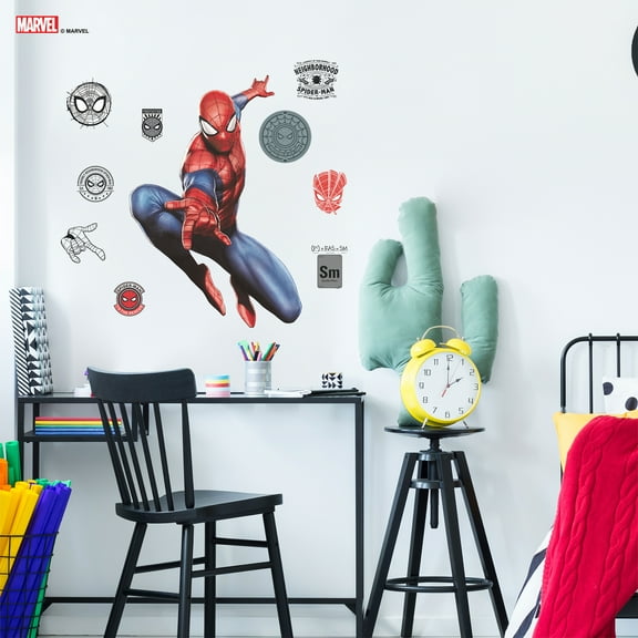 Wall Palz Marvel Spider-Man Wall Decor - Spider-Man Wall Decals with 3D Augmented Reality Interaction - 30" Spiderman Stickers For Kids
