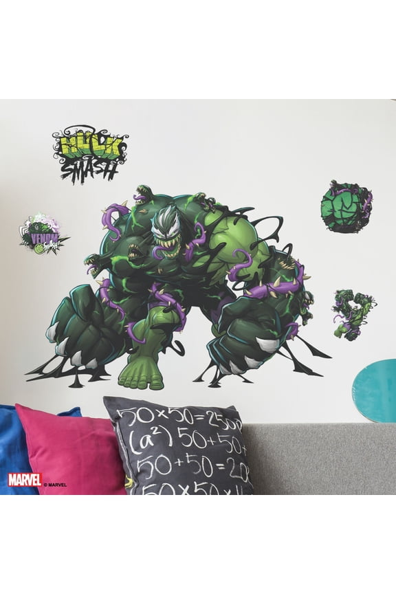 Marvel Venomized Hulk Wall Decals - Marvel Incredible Hulk Wall Decal - with 3D Augmented Reality Interaction - 18" Venom Symbiote Hulk Stickers Marvel Decor