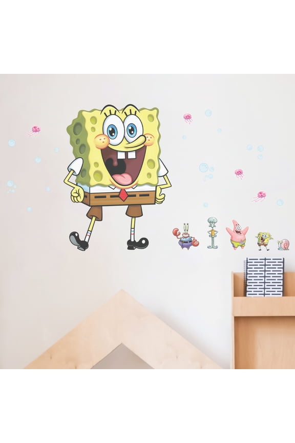 Spongebob Squarepants Wall Decal - 20" Spongebob Stickers with 3D Augmented Reality Interaction - Spongebob Bedroom Decor