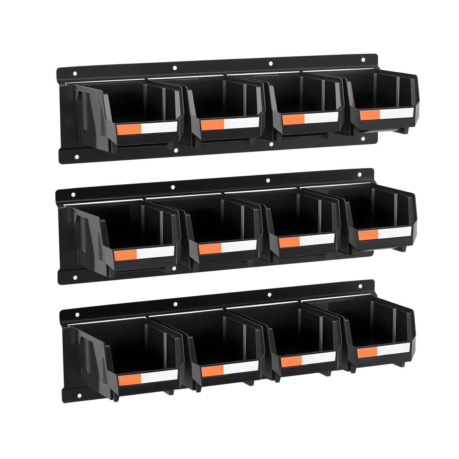 Container Plastic With Rails Wall Panel Storage Bins Set 12 Small Parts Containers with 3 Rails ...