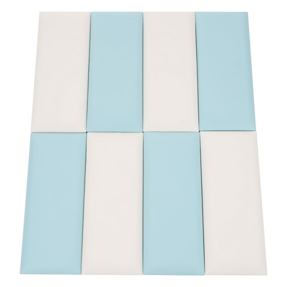 Wall Panels Pack of 8, 8 PCS 20*50cm/ 7.87*19.69in Self-Adhesive Wall Panel( Creamy-white, Blue)