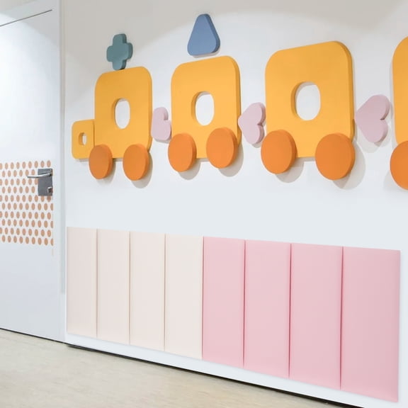 Wall Panels Pack of 8, Self-Adhesive Wall Panel for wall decoration in classrooms, daycare centers, bedrooms, or playrooms(Creamy-white, Pink)