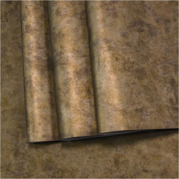 Wall Paper Peel and Stick Modern Mid Century Wallpaper Gold/Brown/Grey Industrial Concrete Cement Copper Wallpaper 16"x197" Rust Metallic Contact Paper for Bedroom Bathroom Living Room Kitchen Walls