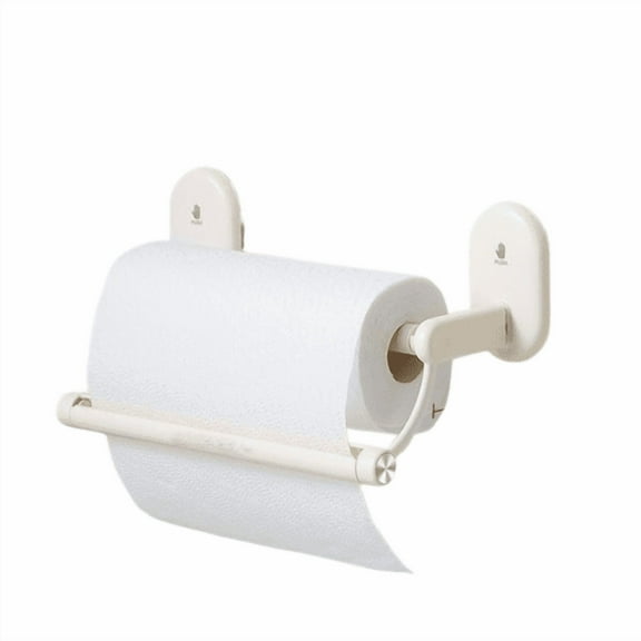 Wall Paper Towel Holder, Plastic Suction Cup Papertowel Holder Wall Mount, No Drilling Paper Towel Holder for Kitchen, Rv, Bathroom, Cream