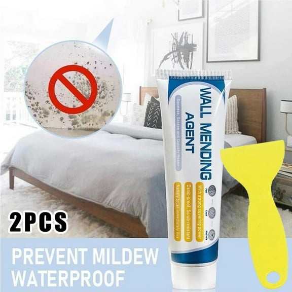 Wall Paste and Crack Filler Kit, White Spackle Wall Mending for Holes, Nails, Scratches and Peeling, Fast Drying Indoor Outdoor Patch with Scraper, 2 Pack