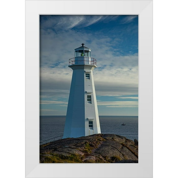 Wall, Patrick J. 13x18 White Modern Wood Framed Museum Art Print Titled - Canada-Newfoundland-Cape Spear Lighthouse