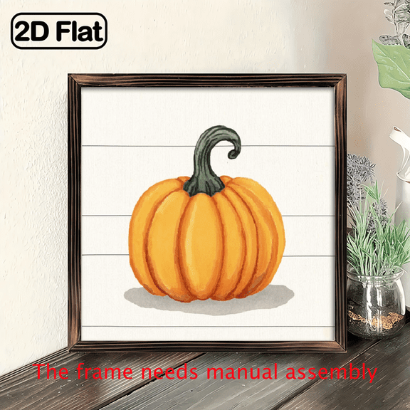 Wall Pediments1pcs Wooden Sign, 8x8inch Rustic Pumpkin Art Print Farmhouse Style Fall Wall Art for Autumn Home Decor Printing Wooden Frame Framed Wall Art Deco for Kitchen Bathroom Living Room