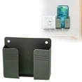 thumbnail image 1 of Wall Phone Holder, Adhesive Phone Stand with Data Cable Receiving Hole, Wall Mount Phone Holder for Kitchen, Bathroom, Bedroom, RV, Compatible with Most Cell Phones & Remote Controls, Gray, 1 of 8