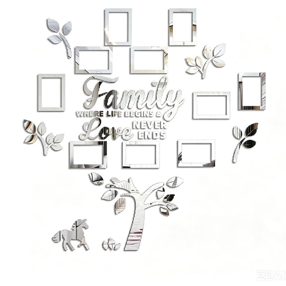 Wall Photo Frame,Removable Acrylic Family Tree Hanging Ornament Custom DIY Splicing Display,Self Adhesive Memory Decor For Living Room Hallway Classroom Wall Layout