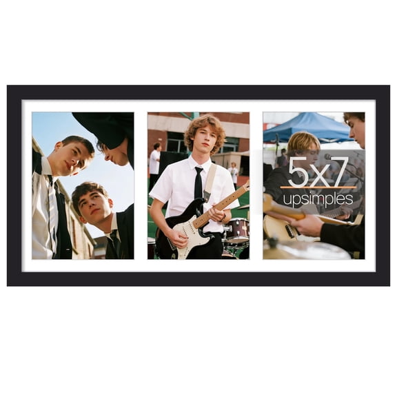 Wall Picture Frame 8x16 Inches, Black Collage Frame for 3 5x7 Photos, Multi Photo Frame for Family Pictures, Perfect for Office Desk Decor and Gallery Wall Displays, Modern Home Decor, Black
