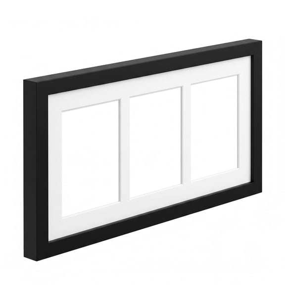 Wall Picture Frame 8x16 Inches, Black Collage Frame for 3 5x7 Photos, Multi Photo Frame for Family Pictures, Perfect for Office Desk Decor and Gallery Wall Displays, Modern Home Decor, Black