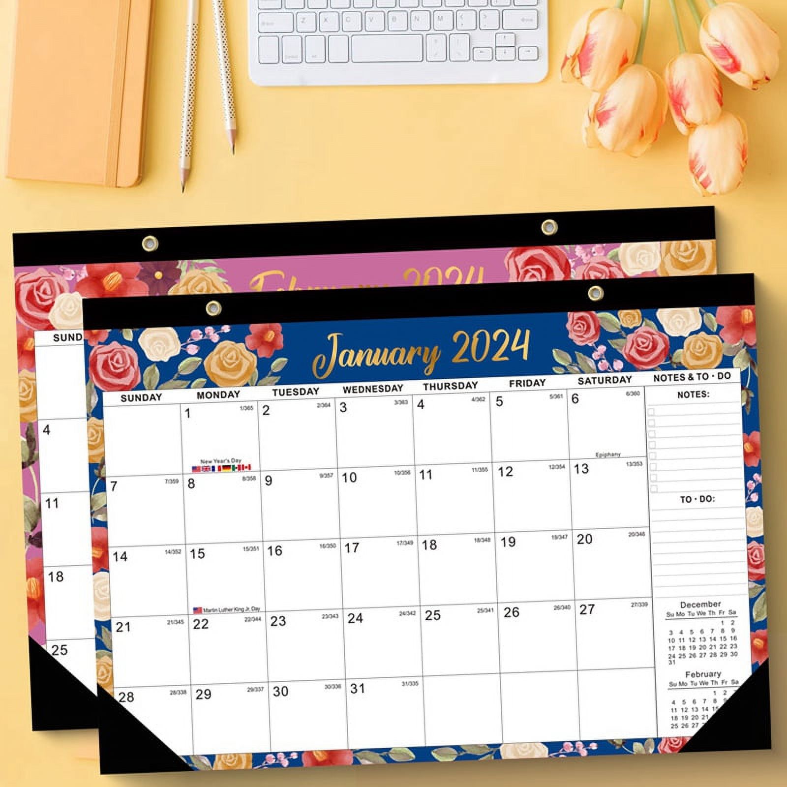 Wall Planner 20242025 17InX12In Wall Calendar Desk Calendar, 18 Month Desk/Wall Calendar Combo